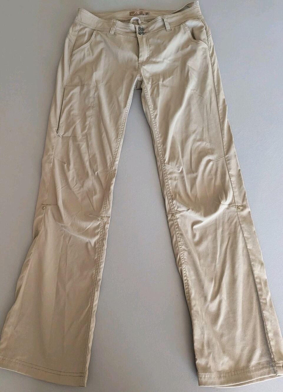 prAna Halle Pants Size 8 Beige Stretch Roll Up Hiking Outdoor Camping